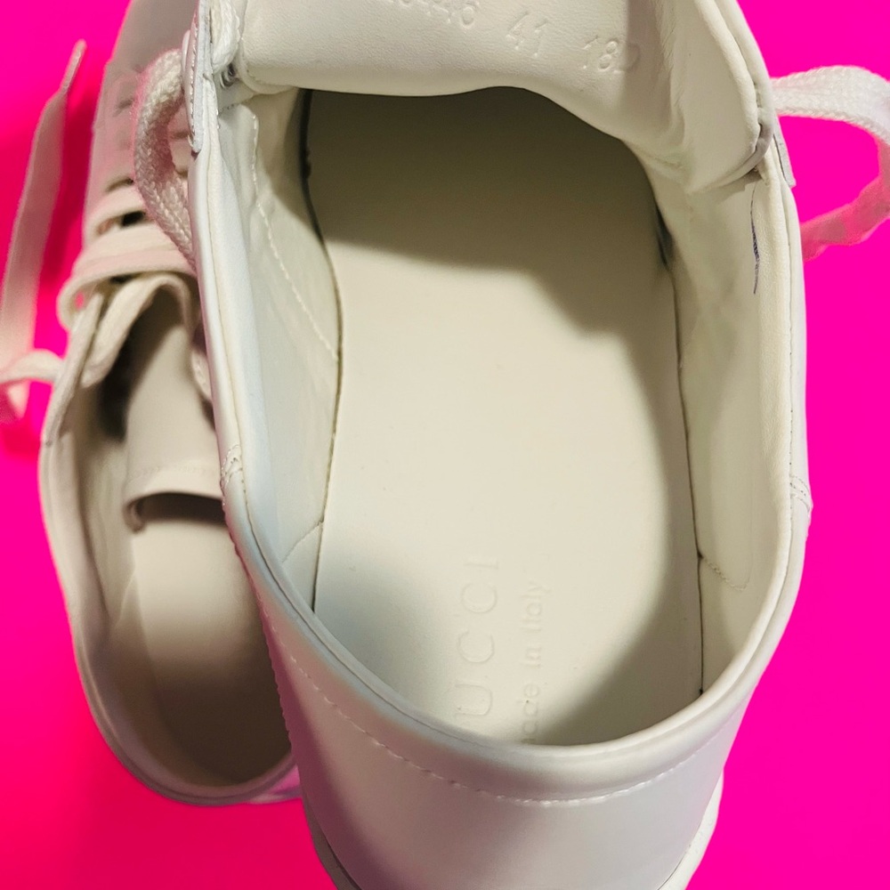Gucci Men’s New Ace Bee White Leather Sneakers Size 41 - Picture 8 of 8